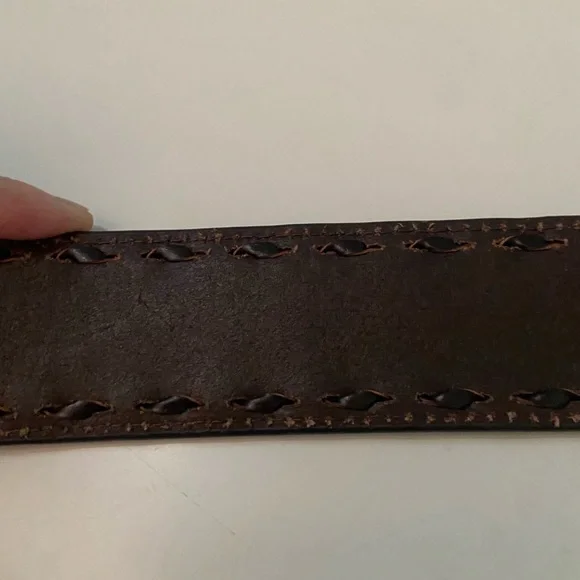 Nocona Turquoise and Brown Tooled Leather Belt - Picture 4 of 5